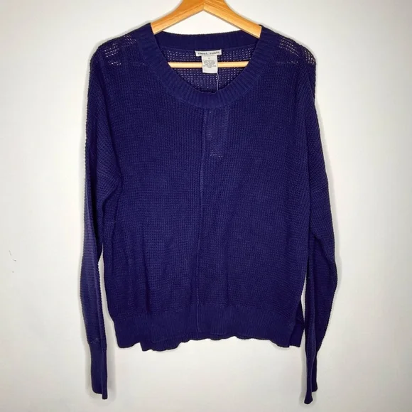 NEW Sweet Romeo seed stitched knit sweater navy S - Picture 2 of 5